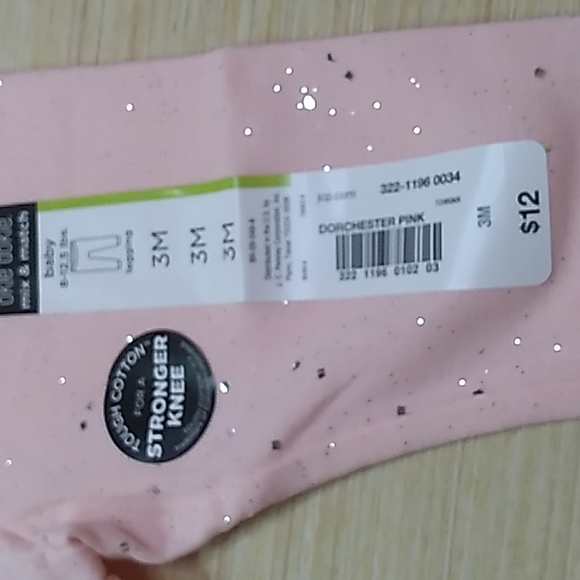 Okie Dokie Girl 3 Month Pink w Chunky Silver Glitter pants 95% Cotton 5% Spandex - Picture 5 of 7